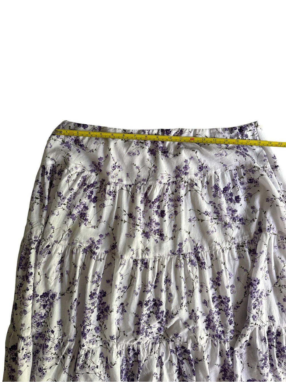 LAUREN RALPH LAUREN White Purple Floral Peasant Tiered Cotton Cottagecore Skirt - Picture 9 of 12